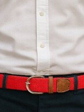 Bulliant Braided Woven Stretch Belt Red Adjustable Expands up to 37" New